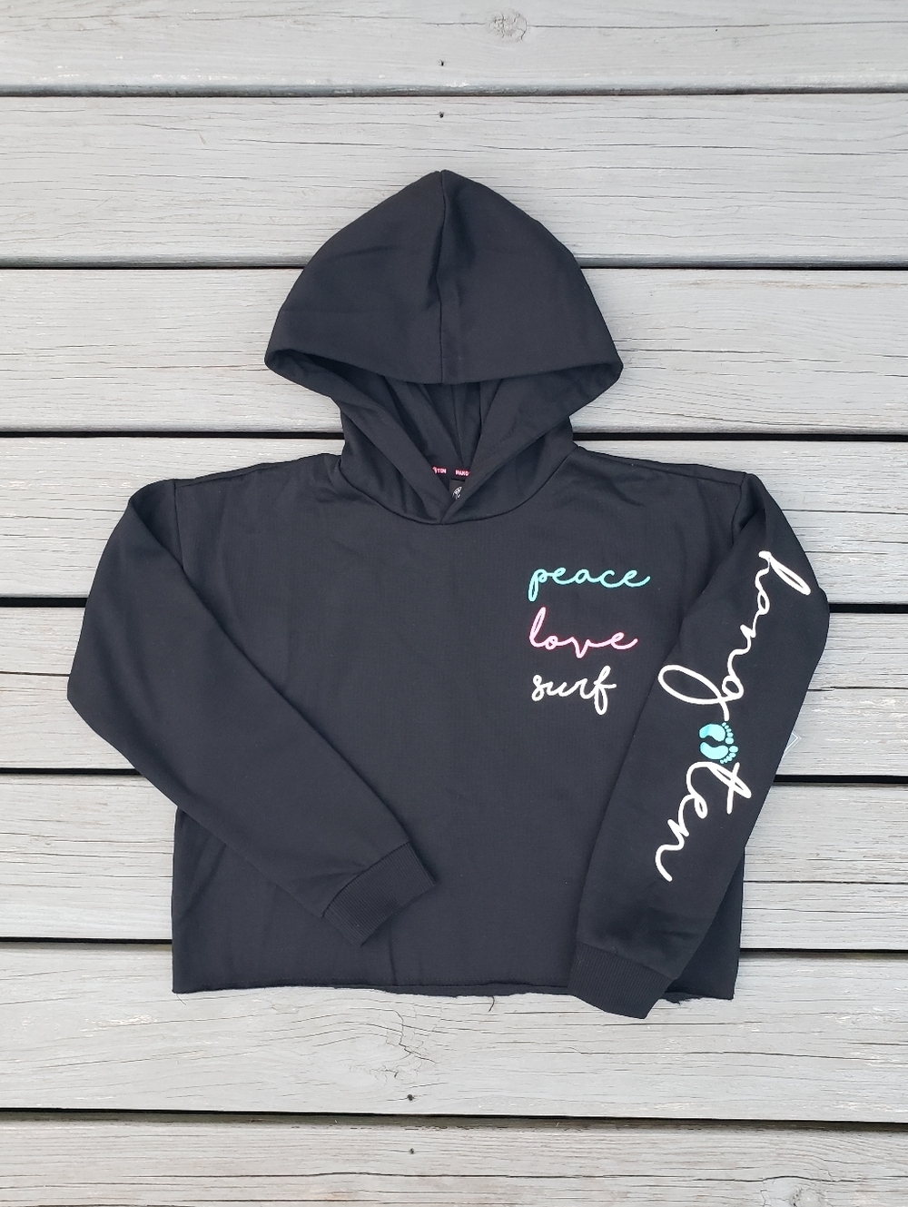 Peace, Love & Surf Hooded Sweatshirt Size Medium - 10/12